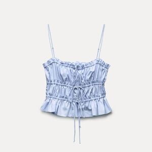 Zara Light Blue Ruched Women's Top
